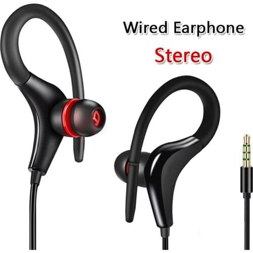Bluetooth Wired Earphone Stereo Ear-Hook Sports Noise Reduction Earphones with Microphone Headset for Xiaomi iPhone Huawei