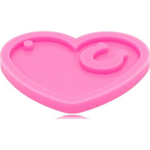 Keychain Epoxy Resin Mold Shiny Glossy Heart Horseshoe Keyring Silicone Mould F3MD