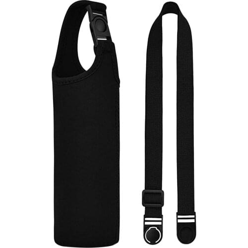 Black Water Cup Protective Cover With Adjustable Strap Portable Hanging Water Bottle Cover Bag Travel Water Bottle Accessories