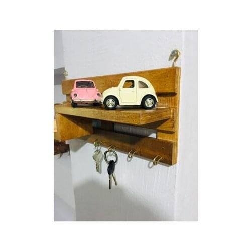 Decorative Wood Ornament and Key Chain Strap HANGER Decorative RACK 4 HOOK