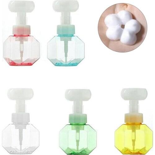 Liquid Soap Dispenser Flower Shape Foam Foaming Pump Empty Bottle Plastic Clear Bottle Shower Gel Foam Pump Bottle