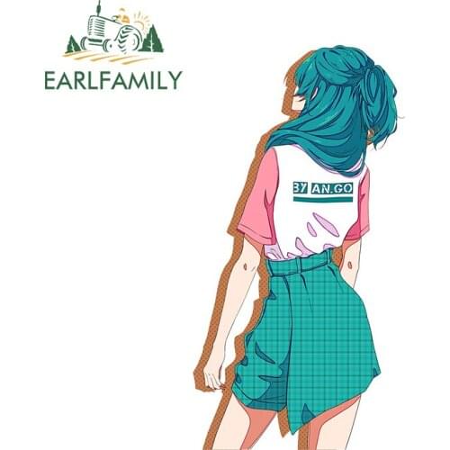 EARLFAMILY 13cm x 7cm for Stylish Anime Girl Funny Car Stickers Vinyl Material Decals Waterproof Scratch-Proof Car Accessories
