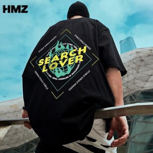 HMZ Summer Unisex Top Fashion Show Men T-Shirt Korean Fashion Oversized Tee Hip Hop Top Style T Shirt Men Hip Hop Tees Men