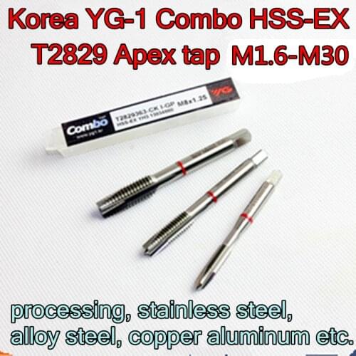 M1.6 M2 M2.5 M3 M3.5 M4 M5 M6 M8 M10 M12 M14 M16 M18 M20 M22 M24 M27 M30 Korea YG-1 Combo HSS-EX T2829 Apex tap