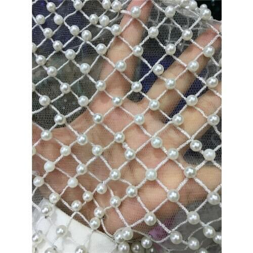 Good looking plenty beadS embroidery mesh tulle african lace fabric YG-812 for wedding dress/evening dress