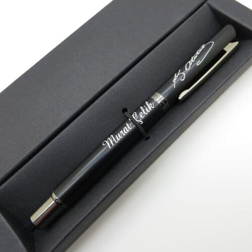 Wings T62AR K. Ataturk Signed Matt Black Roller Pen | İsme Special Pen | Gift Pen