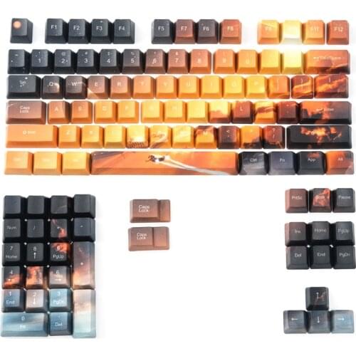 PBT Five-sided Hot Sublimation Saturn Keycaps OEM Proffile Key Cap Set for Mechanical Keyboard Universal G Cherry Axis Switches