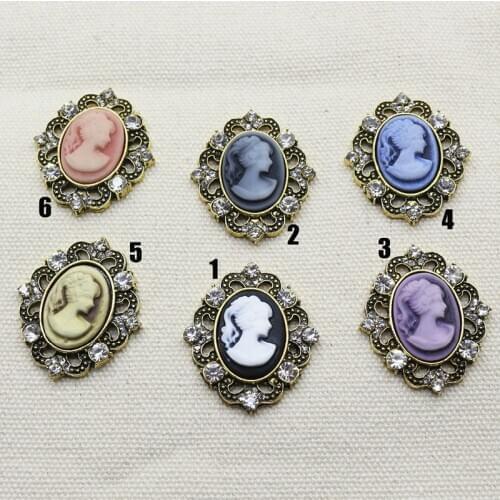 10Pcs 30 * 28MM Ancient Bronze Alloy Rhinestone Button, Handmade Decorative DIY Retro Matching Jewelry Accessories
