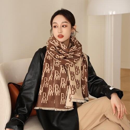 Luxury womens scarf Winter New Women Scarf Shawl Fashion Wrap Design Print Warm Blanket Hijab Scarves Poncho Female Thick Bufan