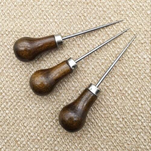 Handwork Awl professional Leather Wood Handle Awl Tools For Leather craft Stitching Sewing Accessories for leather craft tool