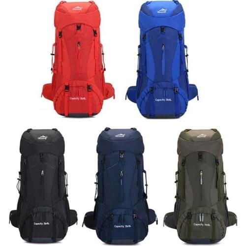 75L Camping Hiking Backpack Climbing Traveling Sightseeing Bag Outdoor Rucksack Waterproof Nylon Backpacks Men Women
