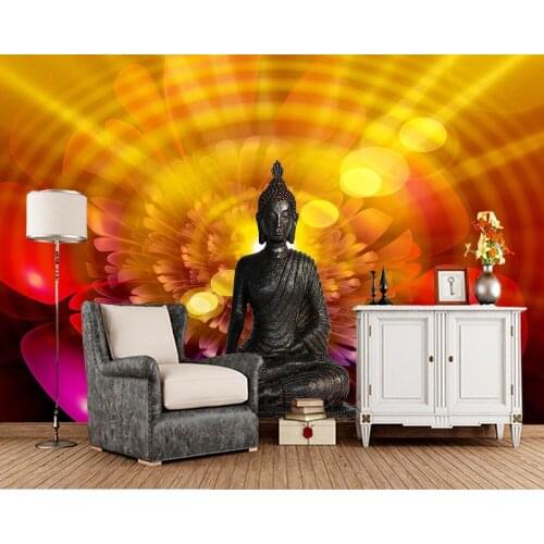 Papel de parede Buddha statue. Religion concept 3d wallpaper,living room bedroom wall papers home decor restaurant mural