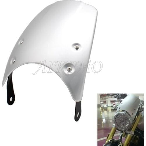 Silver ABS Plastic Motorcycle 5"-7" Headlight Windshield Wind Deflector Windscreen Universal for Harley Honda Kawasaki Suzuki