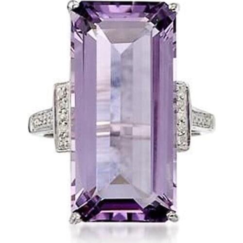 Huitan Crystal Purple CZ Vintage Rings for Women Anniversary Party Accessories Beauty Gift Luxury Retro Jewelry Wholesale Lots