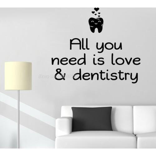 All you need is love Dentistry Wall Decals Dentist Office Stickers Dentist Clinic Vinyl Art Decoration Bite Braces Teeth LL169