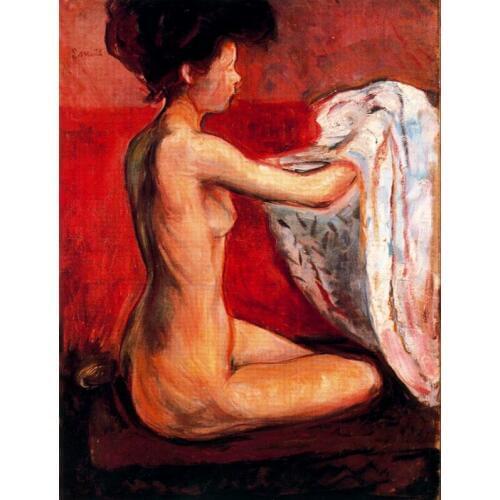 High quality Oil painting Canvas Reproductions Paris Nude (1896) by Edvard Munch Painting hand painted