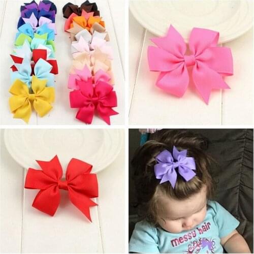 1Pcs Bow hairpin color Solid grosgrain Ribbon with fish tail Bow Headwear Boutique Hair Clip Headware Kids Hair Accessories