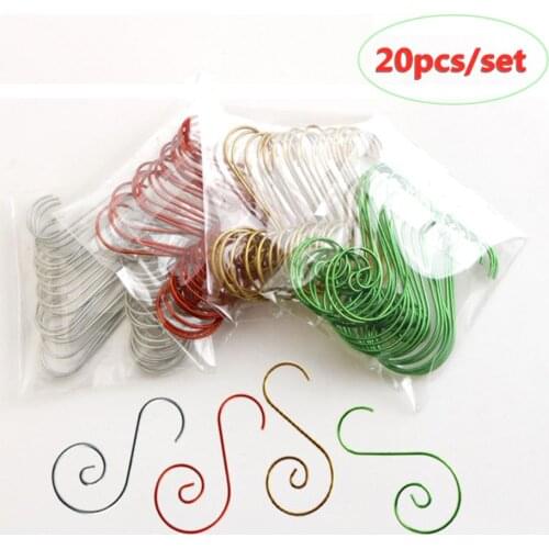 20Pcs S Shaped Metal Hook Xmas Tree Hook Hanging Pendants Christmas Decor Ornaments Hanger Hooks Home Party Accessories