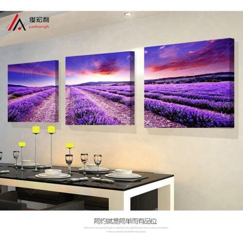 3P Beautiful Lavender fields Home Furnishing decorative the paintings the living room canvas painting modular wall painting
