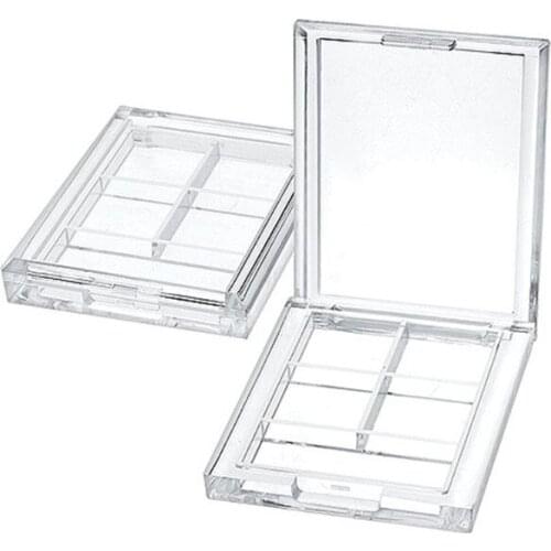 4 Grids Rectangular Eyeshadow Pigment Empty Container Palettes Clear Plastic Portable Lipstick Dispenser Case Tray Makeup Tool