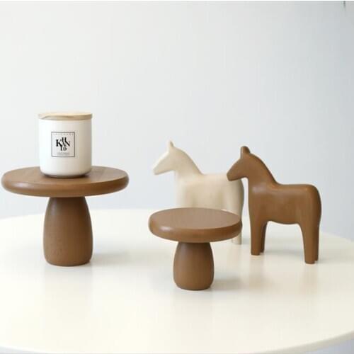 Cutelife Room Accessories Ordinary Small Mushroom Shaped Cake Tray Decorative Utensils Wooden Tray Wood Scandinavian Home Decor