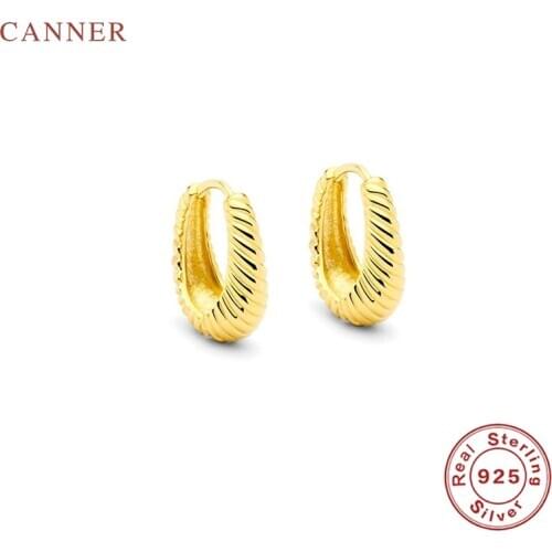 CANNER Simple Retro Big Circle Rope Earrings For Women S925 Sterling Silver Earrings Hoops Zircon Korean Fine Jewelry Pendientes