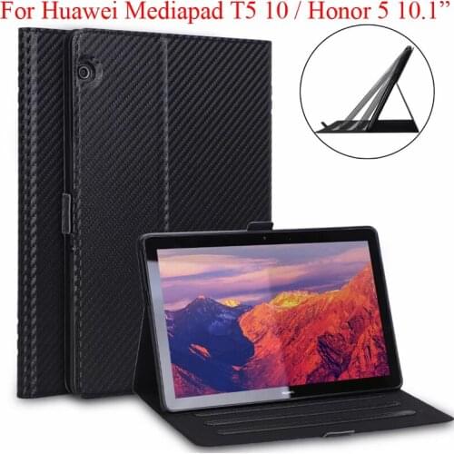 Carbon Fibre Cover for Huawei Mediapad T5 10 Case Honor Pad 5 10.1" Tablet Protector AGS2-W09 AGS2-L09 L03 W19 Capa Fundas