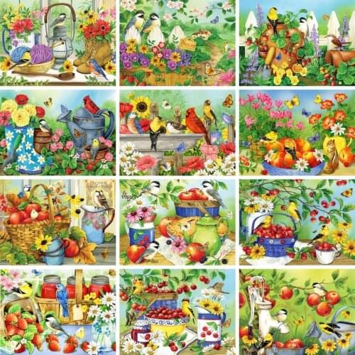 GATYZTORY Coloring by numbers flower birds painting on number for adults Decorative canvas paintings home decor