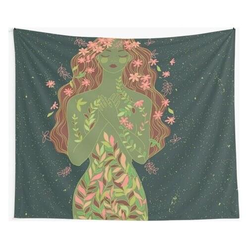 INS Floral Wall Tapestry Hanging Boho Spring Girls Pink Home Decor Home Living Room Bedroom Wall Art Decor Background Cloth