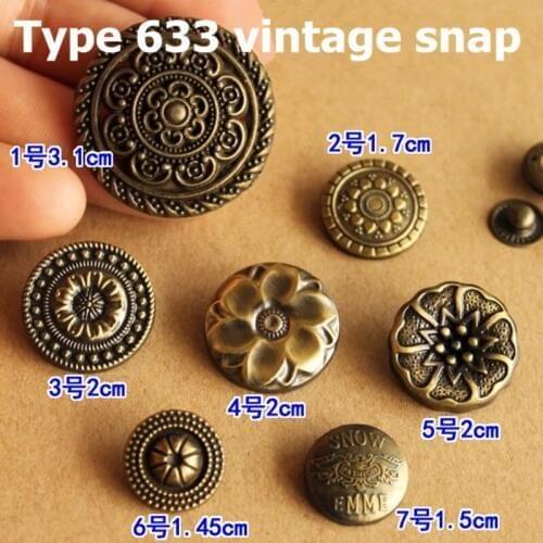 Junetree Diy handmade leather cowhide bronze color 633 tools button snap metal snap button fashion DIY sewing decorative