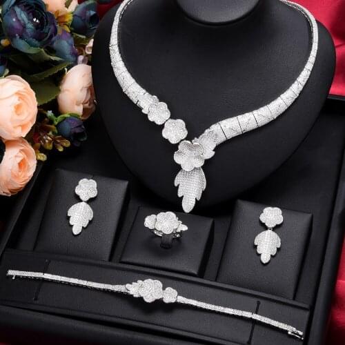 Kellybola Jewel 2021 Exclusive High-quality Gorgeous Full Cubic Zirconia Jewelry Set Bridal Wedding Jewelry 4PCS