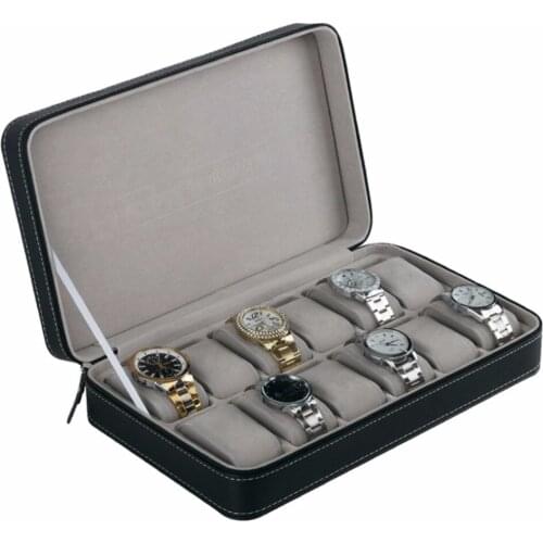 6 Grids Watch Box PU Leather Gray or Beige Inner Watch Case Boxes Storage Holder Organizer Jewelry Boxes Display Best Gift