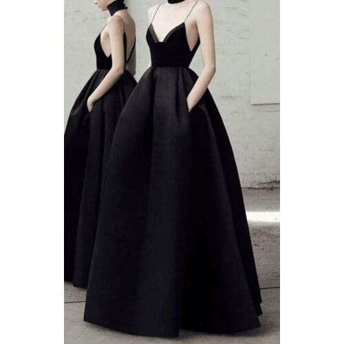 Leeymon Custom Made Black Sexy V Neck Velvet Evening Dresses Backless Elegant Evening Gowns 2019 longo vestido de festa Prom
