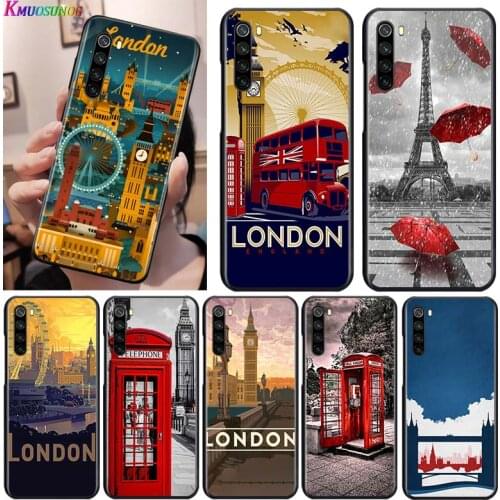 London Bus England Telephone for OPPO Reno 2 Z 2Z 2F 3 4 5 Pro 5G 4Z 4SE 5F ACE F7 A5 A9 2020 Black Phone Case Soft Cover Shell