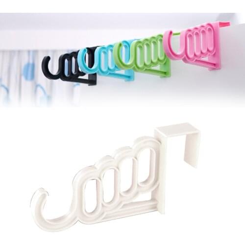 Multi-Function Home Accessories Foldable Clothes Hanger Drying Rack 5 Hole Suit Bathroom Door Plastic Organizer Storage Rack