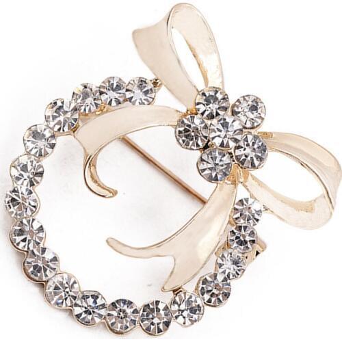 Fashion Rhinestone Bow-knot Style Brooches Pins For Women Party Clothing Accessories Creative Jewelry Lovers Gift XZ005
