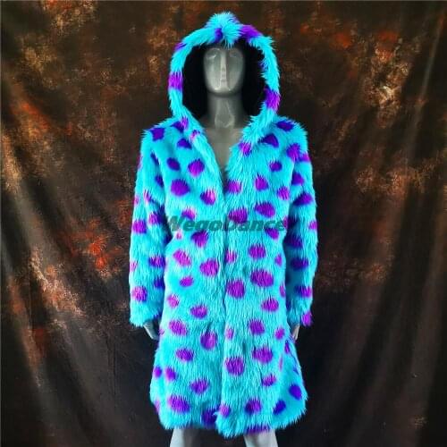 New Winter Autumn Men Faux Fox Fur Hooded Coat Long Windbreaker Loose Warm Fashion Man Rabbit Fur Peacock Feather Leather Jacket