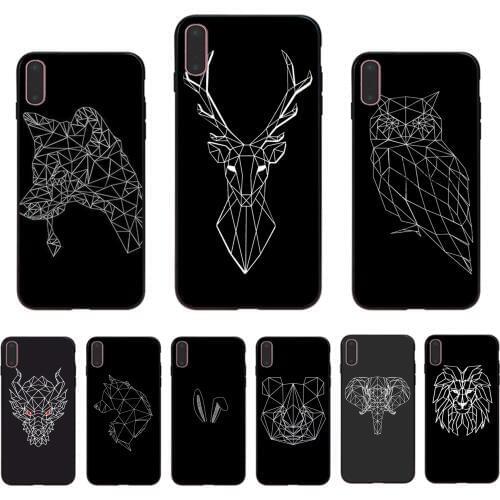 Soft phone case for iphone 11 7 8 6s 6 plus pro xs max x xr cover se 5s 5 TPU shell Contracted line stereo animal design Coque
