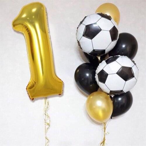 Baby Boy Football Soccer Theme Party Set Balloons Gold 40'' Number Helium Air Balloons Sports Meet Boy Party Decoration Supplies