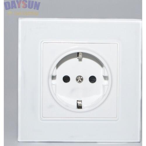 EU Standard Wall Socket with Crystal Glass Panel High Quality Power Socket AC110-265V Germany Poland Russia Israel Hot Sale