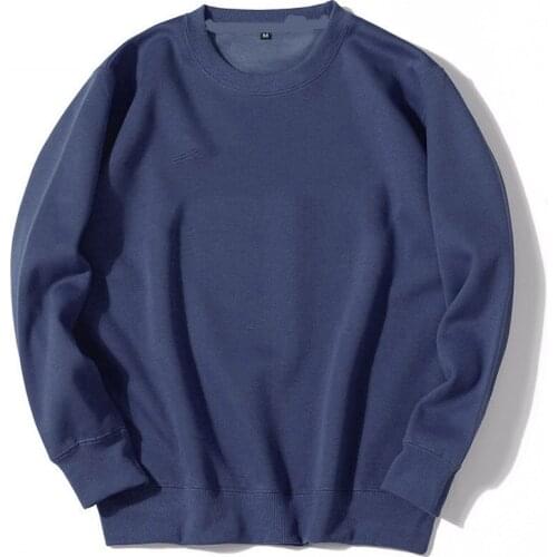 New Autumn 2021 Men Sweatshirt Casual Super High Street Male Long-Sleeved Harajuku Solid Color Round Neck Plus Velvet Men Tops