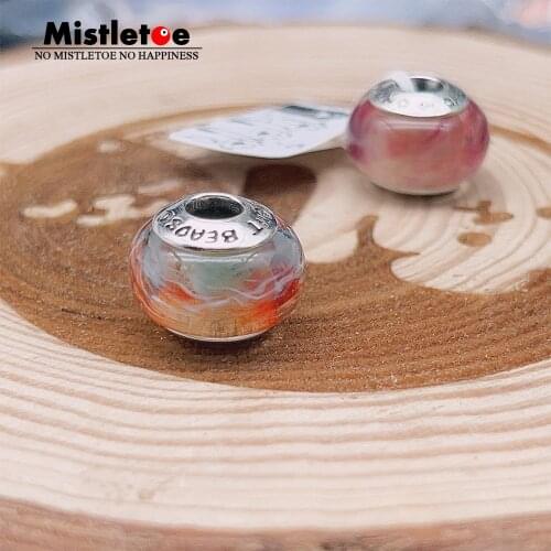 Mistletoe Moonshine Beads Jewelry 925 Sterling Silver Sunset glow Murano Glass Charm