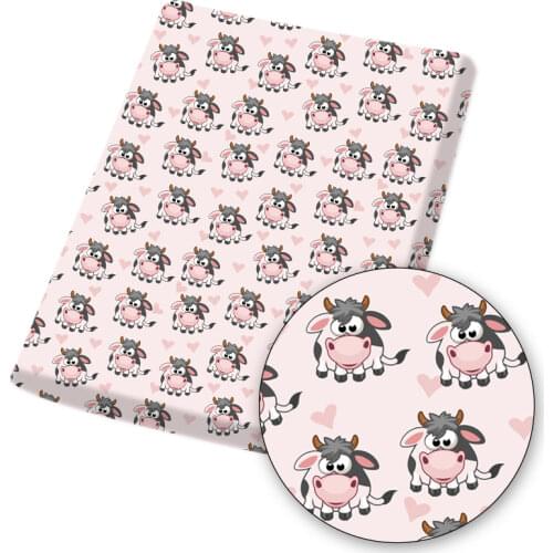 Easter Theme Polyester Cotton Fabric Cartoon Cow Dog Printed Cloth Fabric Sewing Home Textile Dress DIY Crafts Supplier 45*145cm