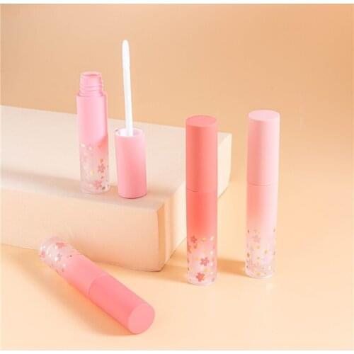 30pcs 3ml Empty Cosmetic Glitter For Round Lip Gloss With Frosted Pink Cap small Plastic Lip Glaze Bottle Sample Vials Cosmetics