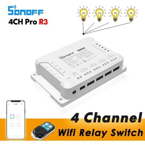 Sonoff 4CH Pro R3 R2 / 4CH R3 Smart Wifi Relay Switch Module 4 Channel eWeLink Voice Control Work with Alexa Google Home