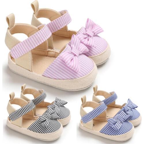 Fashion Infant Baby Girl Princess Soft Sole Bow canvas Sandals Toddler Summer Shoes Bow-Knot Sandal 2019 New 0-18M