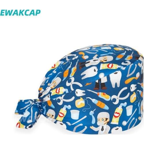 Pure Cotton Scrubs Caps Adjustable Lab Health Nursing Accessories Working Hat gorros quirurgicos mujer Pet Staff Scrub Cap Women