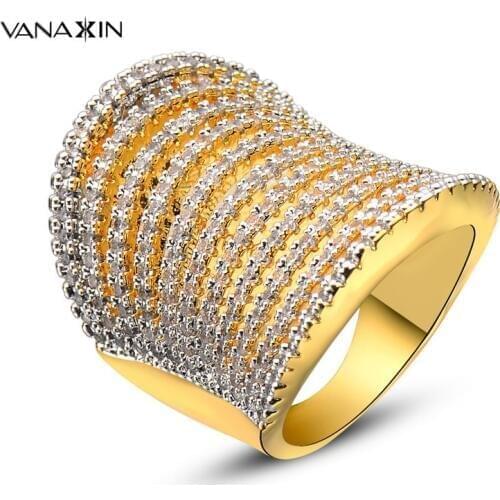 VANAXIN Wide Rings For Women Top Grade Micro Paved CZ Ring Classic Rings Special Design Silver Color Ring with Perfect Polished