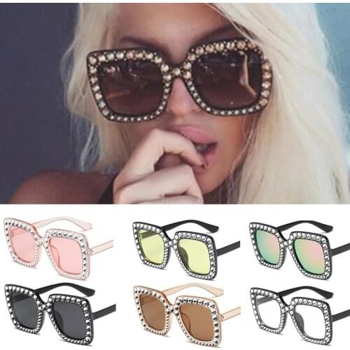 2020 Fashion Designer Sunglasses for Women Vintage Female Sun Glasses NEW Retro Square Diamond Sunglasses Oversize Luxury Brand