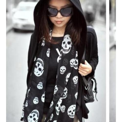Sunsreen Cape Beach Towel Polka skull Silk Scarf Foulard All-match Shawl Wraps Womens Spring Autumn Soft Thin Chiffon Scarf